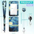 ID badge clip, belt clip with lanyard and retractable badge reel, art night painting keychain lanyard clip. 
