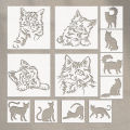 YOMDID 12pcs Lovely Cat Series Graffiti Stencils Reusable DIY cat Multi-Pattern Painting Hollow Out Decorative Templates. 