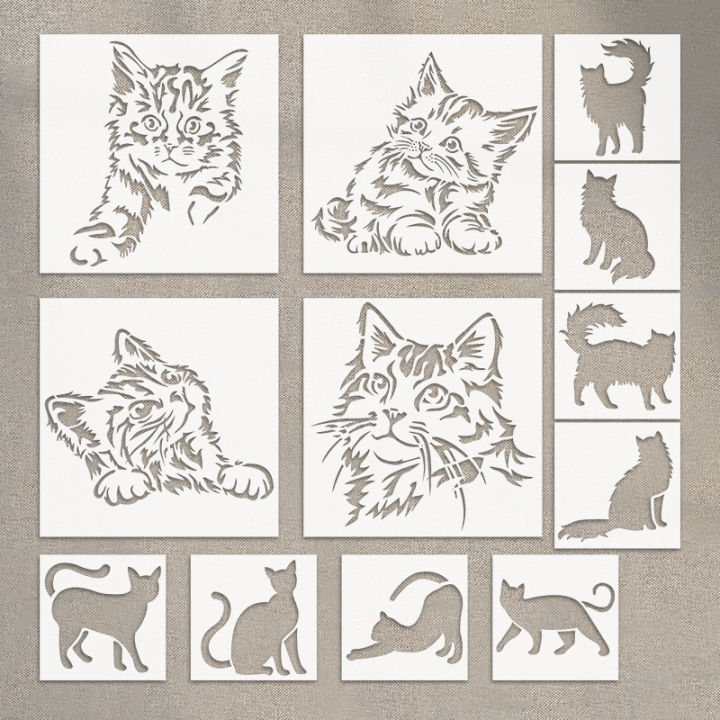 YOMDID%2012pcs%20Lovely%20Cat%20Series%20Graffiti%20Stencils%20Reusable%20DIY%20cat%20Multi-Pattern%20Painting%20Hollow%20Out%20Decorative%20Templates%20-%20Image%207