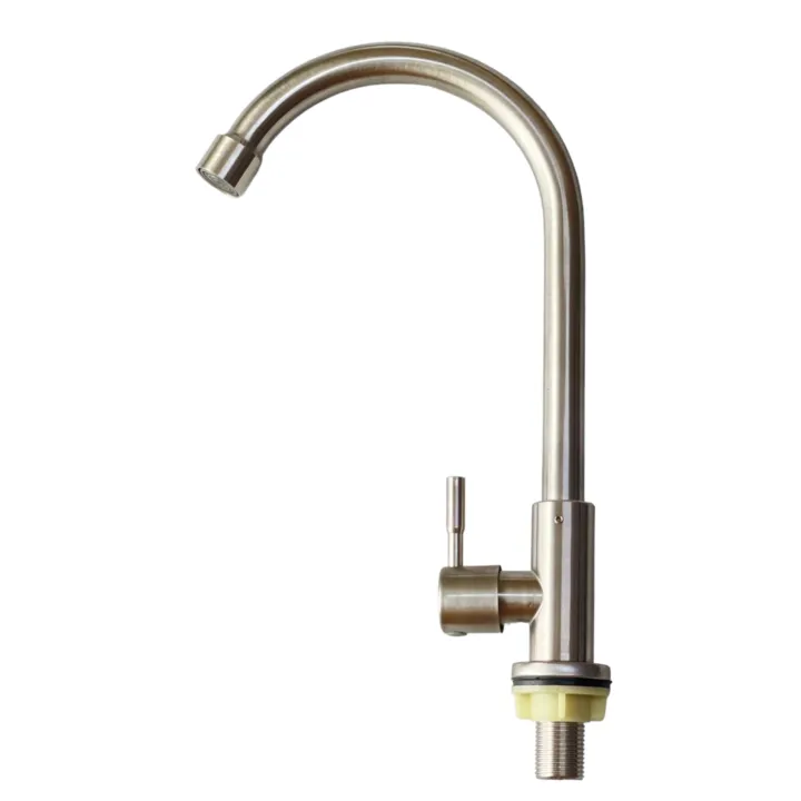 Kitchen Faucet 360 Degree Rotation Curved Outlet Pipe Tap Sink Swivel Faucet Single Cold Water Tap Deck Mounted