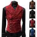 Mens Gothic Vest Costume Gothic Mens Polyester Breasted Breasted Waistcoat Double Vest Victorian Waistcoat Tool.