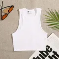 Crop Top Women Solid Basic T-shirts Vest Seamless Streetwear Elastic Rib-Knit Sleeveless Casual Tank Tops Female. 