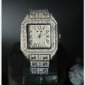 cartier iced out diamond wrist watch. 