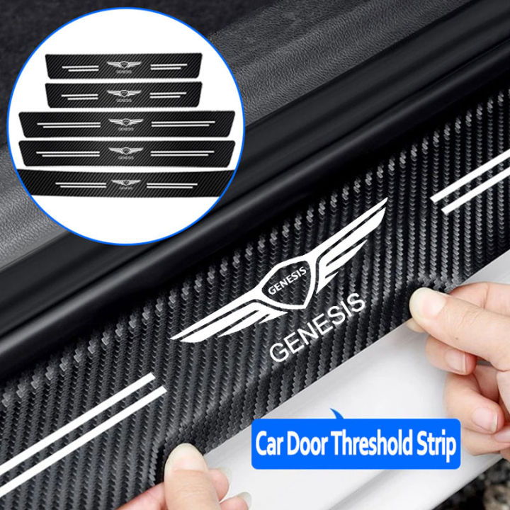 Carbon fiber protective stickers for car door sill side anti step ...