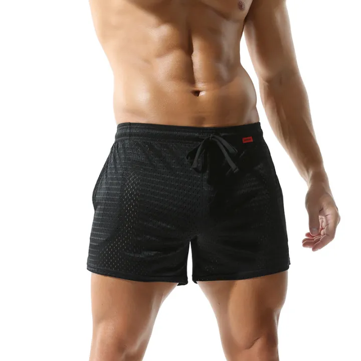 Solid-coloured%20Men's%20Mesh%20Thin%20Section%20Loose%20Fashion%20Pockets%20Elastic%20Large%20Size%20Sleep%20Bottom%20Boxer%20Shorts%20Homewear%20-%20Image%203