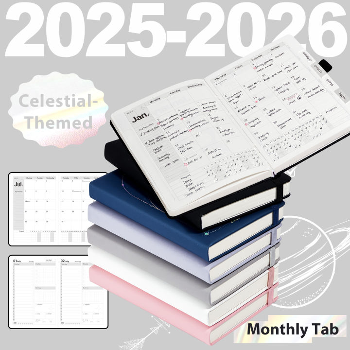 A5 Zodiac Themed Schedule Planner 408 Pages 80GSM Leather Cover 2025 To 2026 Multifunctional Diary for Students & Professionals