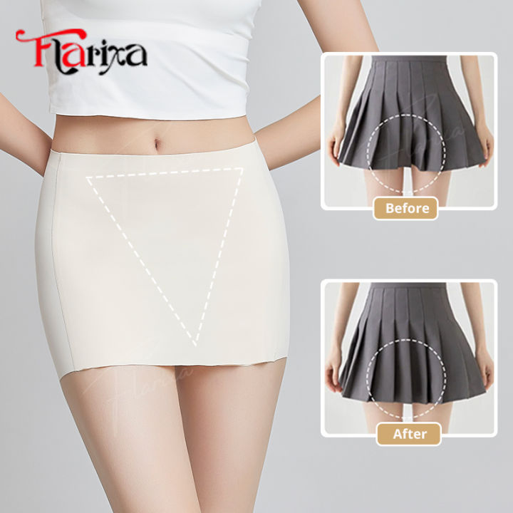 Flarixa%20Ice%20Silk%20Safety%20Shorts%20Double%20Layer%20Invisible%20Under%20Skirt%20Panties%20Seamless%20Boyshorts%20Women%20Underwear%20Anti%20Friction%20Pants%20-%20Image%202