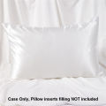 1pc Simulated Silk Smooth Plain Pillowcase Soft Double-sided White Black Grey Khaki Blue Pink Pillow Case Skin Friendly Bedding.