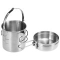 1L Camping Kettle Stainless Steel Cooking Kettle Camping Pot Portable Outdoor Camping Backpacking Pot with Foldable Handle. 