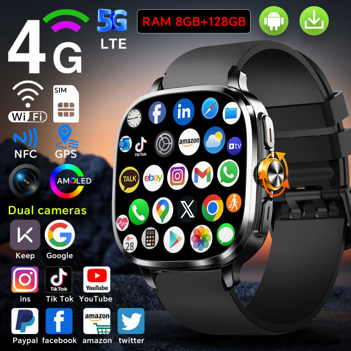 New Android 13.0 Cellular Version Smart Watch 5G LTE Smartwatch With 2.4inch Amoled Screen Sim Card Slot Play Store