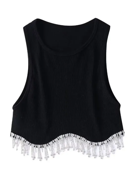 High%20Street%20%20Hem%20Tassel%20Diamond%20Beading%20Knitting%20T%20Shirt%20Chic%20Short%20Camis%20Tank%20Lady%20Slim%20Crop%20Vest%20Tops%20-%20Image%203