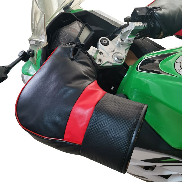 Motorcycle Handlebar Cover Winter Battery Bike Windshield Gloves Windproof Warm Handle Thickened Reflective Strip
