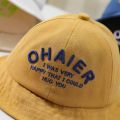 [Ready to ship] baby bucket hat Children 3 months-18 months round head: 48-49 cm plain cotton hat with embroidery letter ohaier Fashion Cap. 
