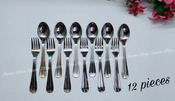 Steel%20Spoon%20Set/Spoon%20Set/%20Cutlery%20Set/Stainless%20Steel%20Spoon%20Set%2012-Pieces%20(Tea%20Spoon%206-Pieces%20&%20Fork%20Spoon%206-Pieces)%20-%20Image%202