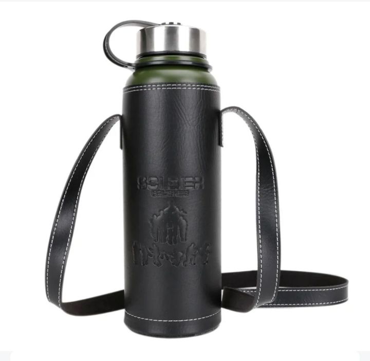 Insulated Water Bottle, Thermos Bottle Stainless Steel Vacuum Flask with Leather Cover