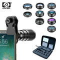 APEXEL 10 in 1  Mobile phone Lens Kit 22X Telephoto Fisheye lens Wide Angle Macro Lens+CPL Star Flow Filters for all smartphones. 