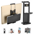 2 In 1 Universal Tablet Phone 1/4" Tripod Mount Clamp Holder Bracket Selfie Clip Stand.