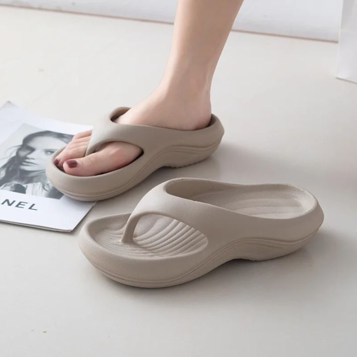 Thick Platform EVA Flip Flops For Women 2026 Summer Clip Toe Non Slip Beach Sandals Woman Comfortable Soft Sole Cloud Slippers