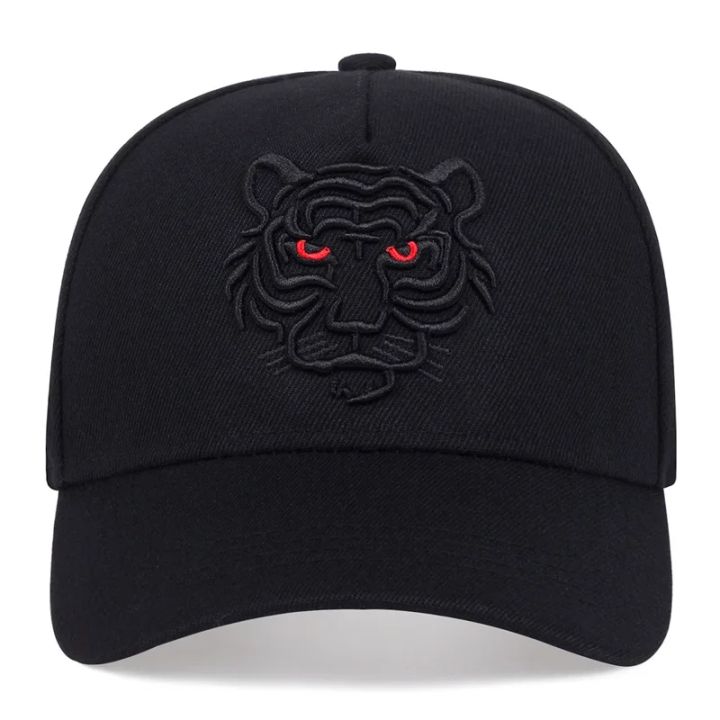 Leisure Trucker Caps Unisex Snapback HatsNew Cotton Black Tiger Embroidery Baseball Cap Men Women Hip Hop Hat Summ