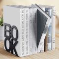 2Pcs/1Set BOOK Letter-shaped Metal Desktop Office Bookends Board Retractable Student Book Holder Retro Minimalist Book Rests. 