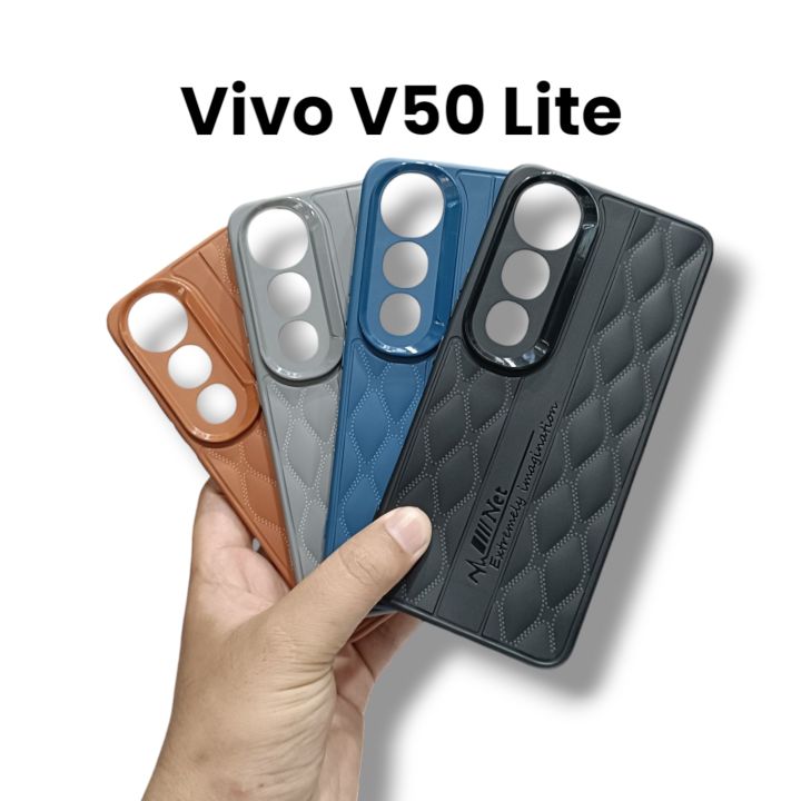 Vivo V50 Lite 4G / 5G Cover Soft Premium Matte Silicone Leather Texture Case with Camera Protection
