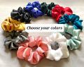 High quality silk satin scrunchies korean raw silk hair ties for damged hair elegant fluffy scrunchies for women and girls Red green navy sky blue black white golden silver peach seagreen lemon. 