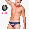 Men Swimwear swim Briefs Padded Swimming Trunks Tight suit flamingo Printed Swimsuit Surfing Summer Beach Sports Pants Push-up.