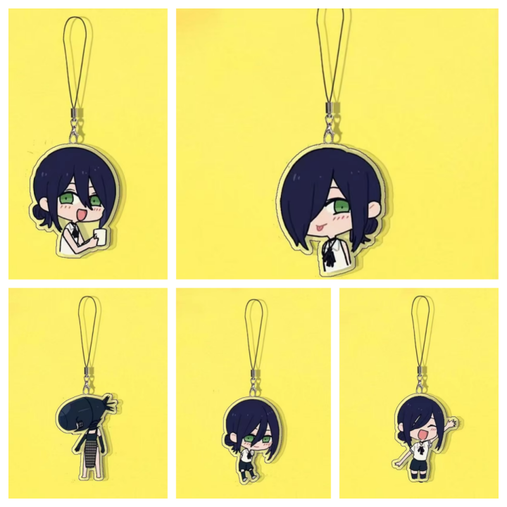 5pcs/set Anime Reze Cosplay Keychain Kawaii Unisex Acrylic Keyring Key Chain Phone Chain Bag Ornament Decoration Prop