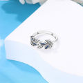 Rings Original 925 Sterling Silver Rings Shining Blue Zircon Leaves Rings Size 7-9 For Women Birthday Jewelry Festival . 