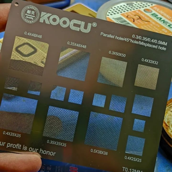 Kocu%20multiple%20objective%20BGA%20Rebeling%20Stencil%200.3/0.35/0.4/Parallel/45%20degree%20hole%200.5mm%20direct%20heat%20template%20Solder%20Rework%20Net%20-%20Image%203