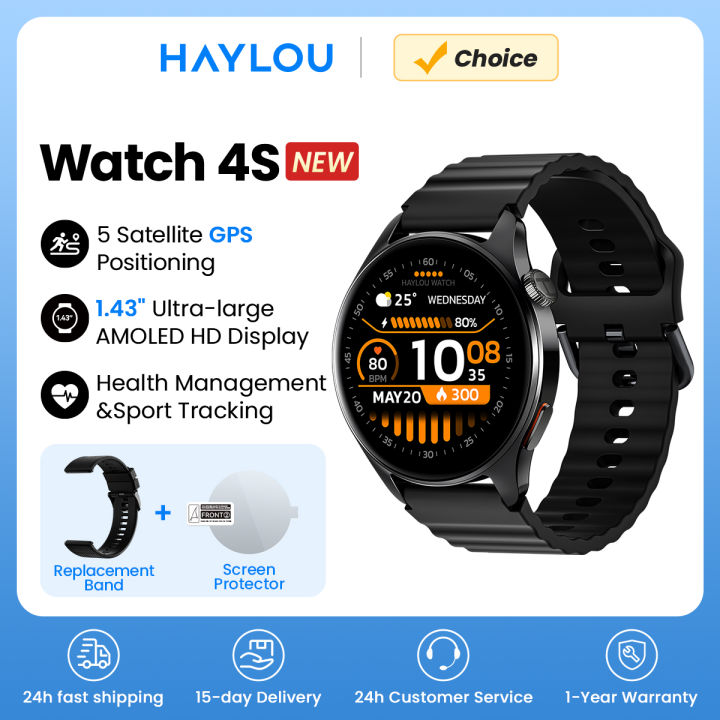HAYLOU Watch 4S(HF012) Smartwatch 1.43” HD AMOLED 5 Satellite Positioning 120+ Workout Modes Sport Fitness Smart Watch