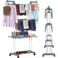 Three layer heavy duty double pole foldable cloth dryer clothes drying stand. 