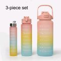 Best Quality Set of 3 Plastic Water Bottles (1900ml/850ml/280ml) with Motivational Time Marker, Leakproof Durable Non-Toxic Sipper Water bottle for office, School Gallon Water bottle for gym (Multi, As per color availability). 