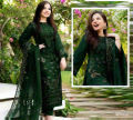HS Fashion Store Crinkle Chiffon Embroidered Unstitched Black Party & Formal Wear 3 Piece Suit for Women. 