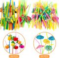 100 Pcs Disposable Straws Rainbow Umbrella Fruit Straws Table Decor Tropical Drinks for Cocktail Soft Drinks Hawaiian Party. 