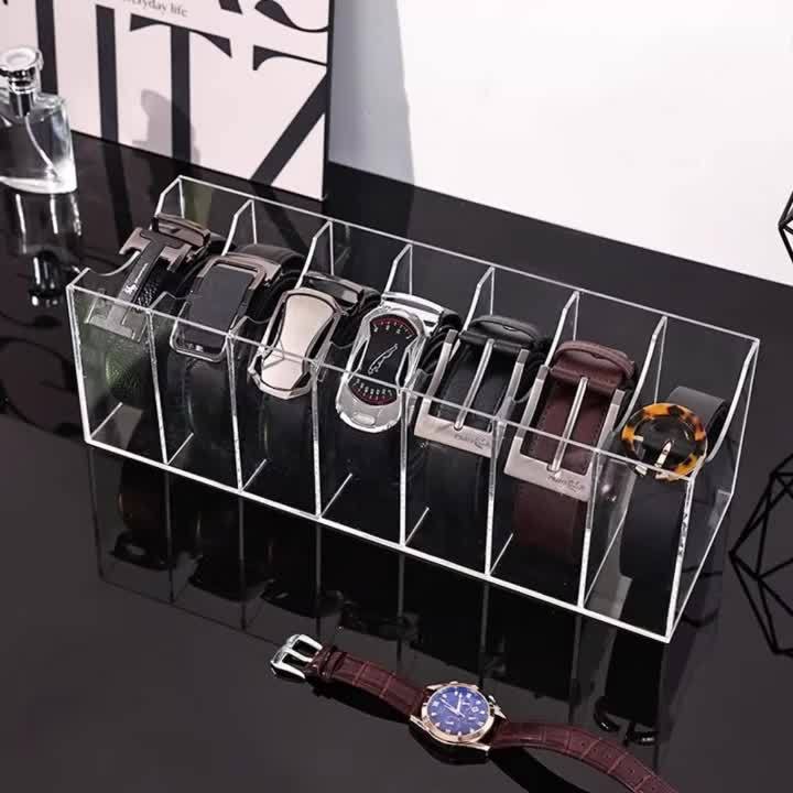 3/5/7 Grid Belt Organizer Boxes,Acrylic Belt Storage Holder for Closet,Display Case for Tie,Bow Tie,Belt Storage Rack & Display