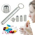 Medicine Box Keychain Metal Mini Waterproof Alloy Tablets Box Case Drugs Holder Contai.... 