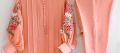 Stitched two Piece Linen bazo embroidery stitched dress for girls. 