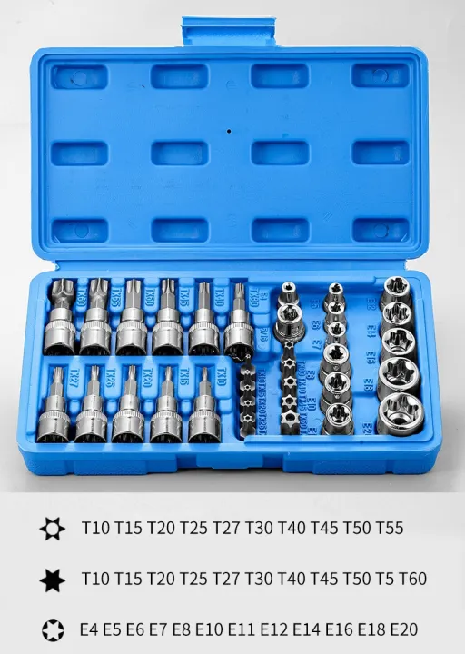 Professional%2034pcs%20Torx%20Bit%20Socket%20&%20E-Torx%20Star%20Socket%20Set%201/4"%203/8"%201/2"%20Drive%20Male%20Female%20E-torx%20Bits%20Handheld%20Tool%20with%20Case%20-%20Image%206