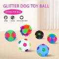 Dog TPR Glow Ball 3 Color Flashing Elastic Teeth Cleaning Anti Choke Training Interactive Pet Toy Safe Chew Resistant Non Toxic.