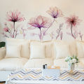 Pink Flowers Wall Stickers for Living Room Bedroom Background Wall Decor Girls's Room Home Decorative Stickers Wall Decals Mural. 