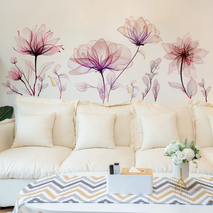 Pink%20Flowers%20Wall%20Stickers%20for%20Living%20Room%20Bedroom%20Background%20Wall%20Decor%20Girls's%20Room%20Home%20Decorative%20Stickers%20Wall%20Decals%20Mural%20-%20Image%203