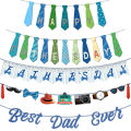 Happy Father's Day Tie Banner Moustache Hat best dad pattern Pull Flag Banner Father’s Day Party Hanging Backdrops Decorations. 