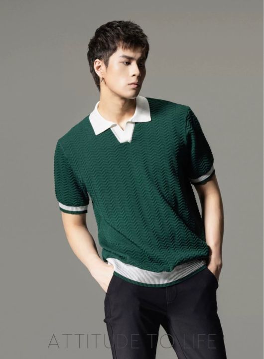 Summer%20Stripe%20Jacquard%20Short%20Sleeved%20Knitted%20Polo%20Tshirt%20For%20Men%20-%20Image%205