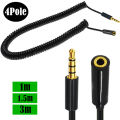 Rallonge Jack 3.5mm 4 3 Pole TRRS to TRRS Male to Female Headphone Stereo Audio AUX Spring Coiled Spiral Cable.