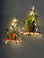 Wood Shelf with Leaf Hanging Decoration LED Shelf Decor Aesthetic Room Decor Floating Shelves Wall Display Stand for Living Room.