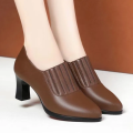 Botas Femininas Women Cool High Quality Black Patent Leather Spring & Autumn Slip on Boots Lady Casual High Heel Ankle Boots B96. 