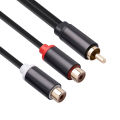0.3m RCA Audio Speaker Y-Adapter Splitter Cable RCA 1 Male to 2 Female Stereo Audio Cable Gold Plated. 