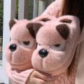 Husky Dog Faux Fur Couple Winter Slippers Chunky Platform Non Slip House Shoes Woman Comfort Fluffy Plush Outdoor Slippers Women. 
