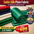 Premium Satin Silk Plain Fabric – Soft Shiny Silk Cloth for Dresses, Abaya, Maxi, Lining & Craft Use – Unstitched Fabric Per Yard. 